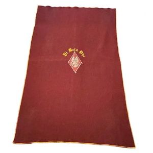 Vintage Burgundy Red Felt Wool Blanket Sorority Pi Beta Phi 60”x37”